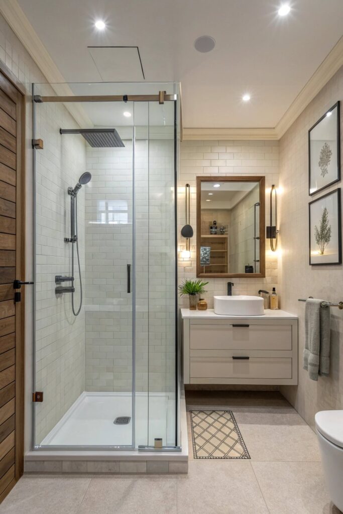 Luxurious Walk-In Shower with Glass Panel