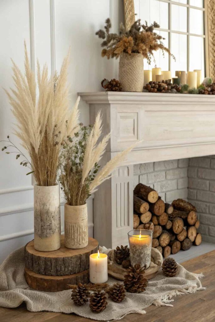Natural Fall Mantle Decor Ideas