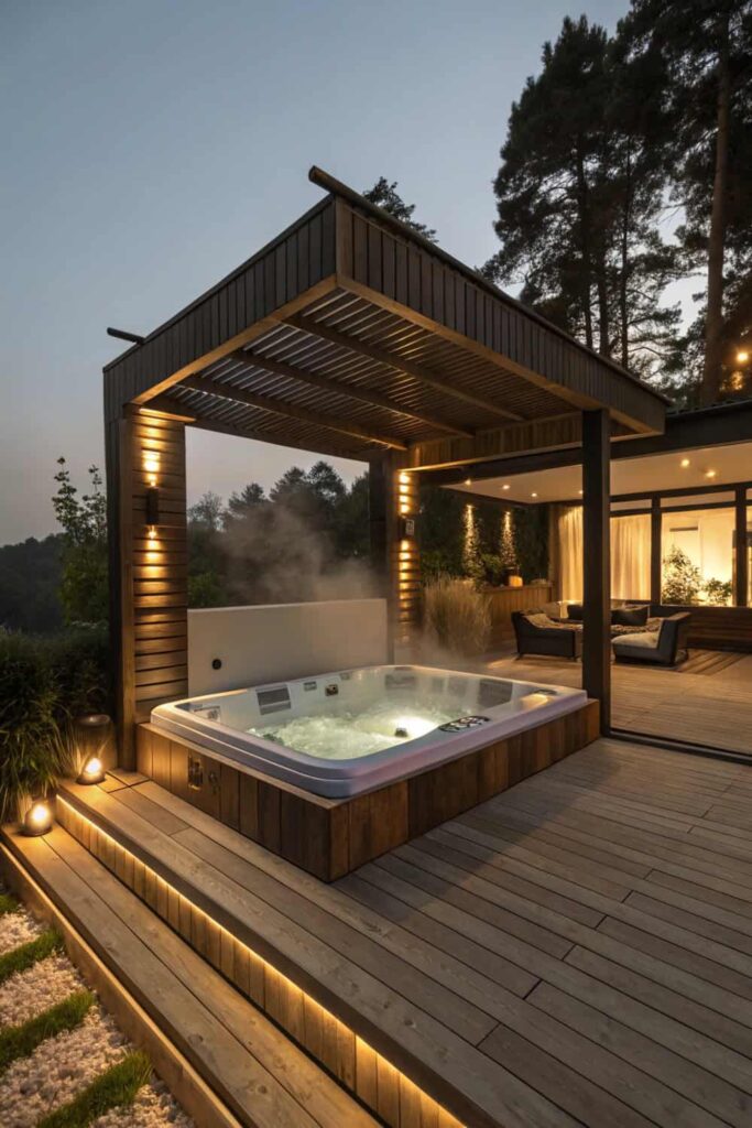 Covered Spa Sanctuary for Your Backyard Oasis
