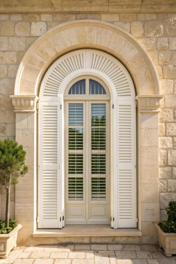 Customized Fit: Arch Top Window Shutters Exterior
