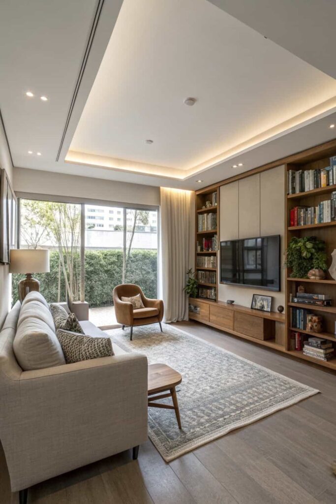 Rectangle Living Room: Zoned Comfort