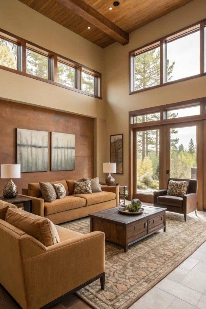 A contemporary rectangle living room