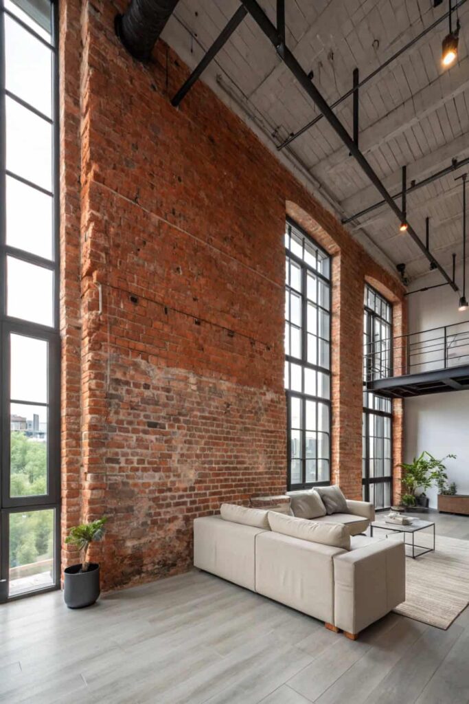Open Living Room With Metal and Wood