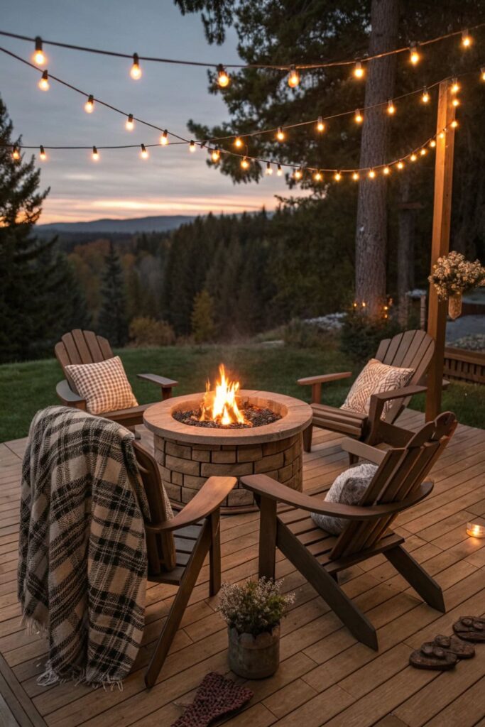 Cozy Deck Fire Pit Area