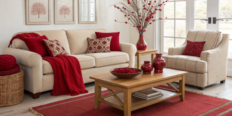 Cherry Red Accents for a Fresh Welcome