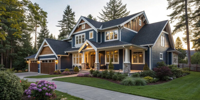 Elegant Dark Blue House Exteriors