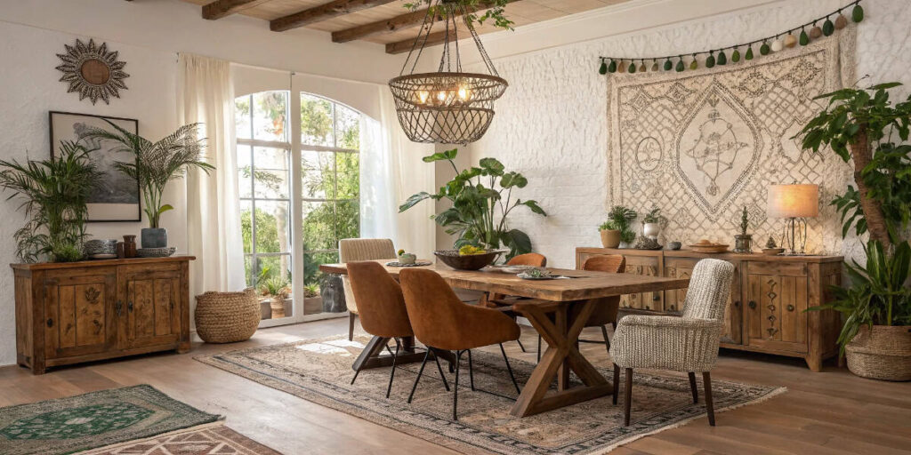 Eclectic & Colorful Boho Dining Space