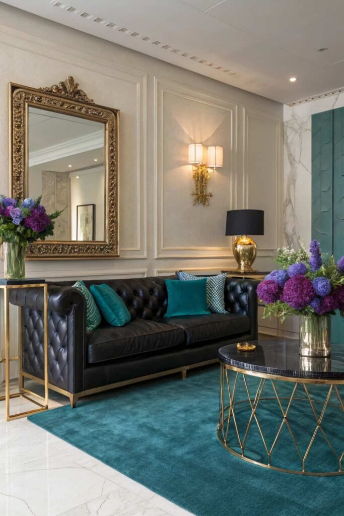 Luxe Color Contrast black sofa