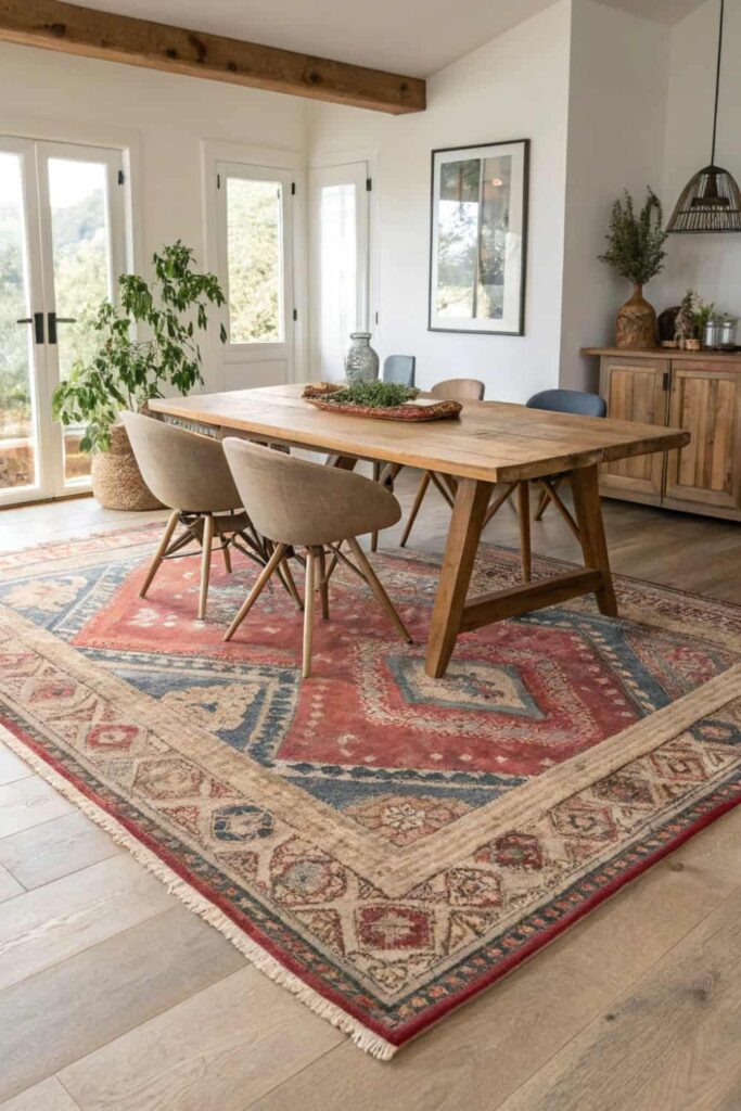 Bohemian Layered Rug Look