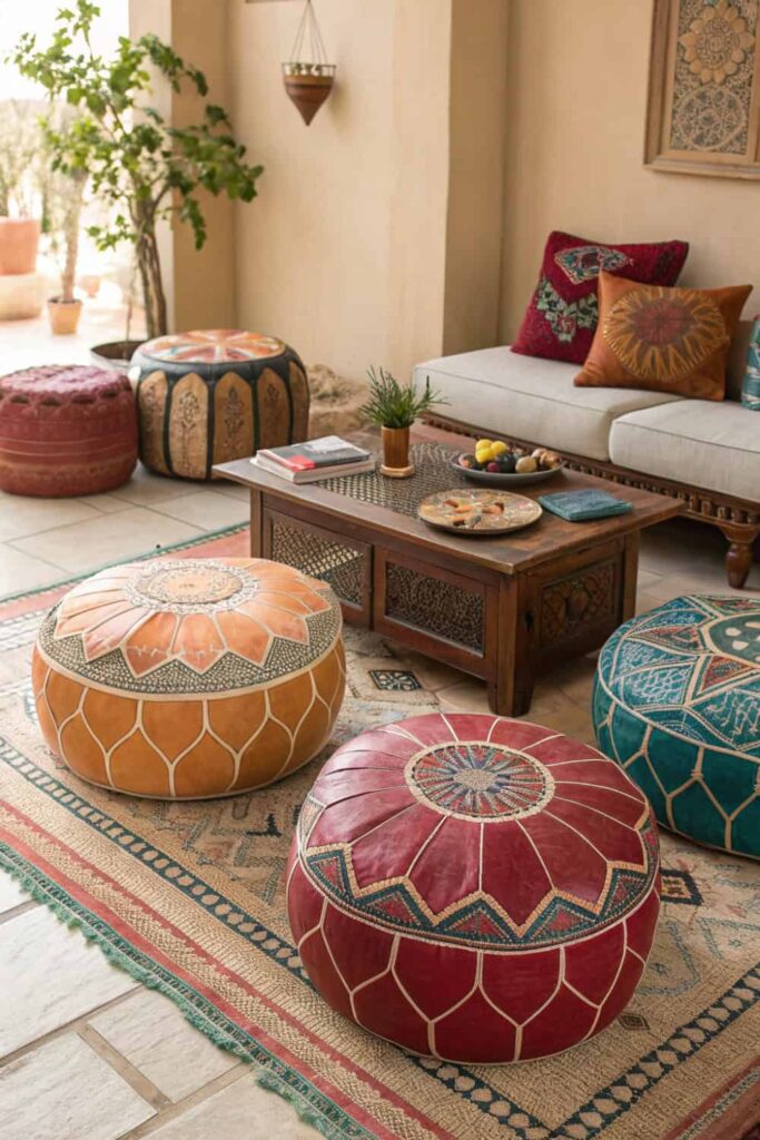 Boho Colorful Poufs