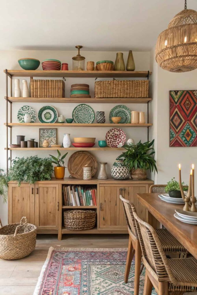 Bohemian Open Shelving Display