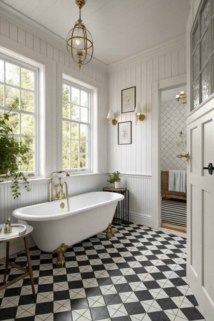 Black and White Iconic Checkered Floor