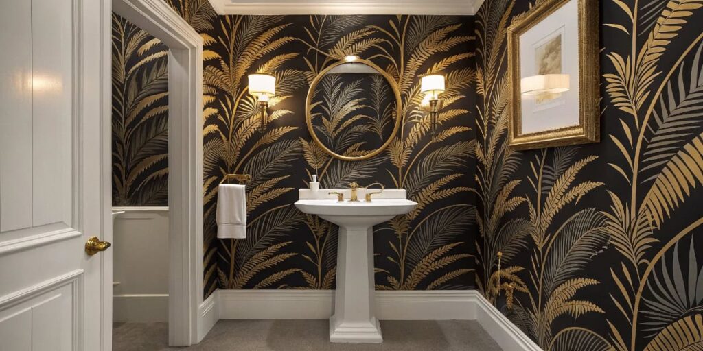 Bold Wallpaper Statement Powder Room