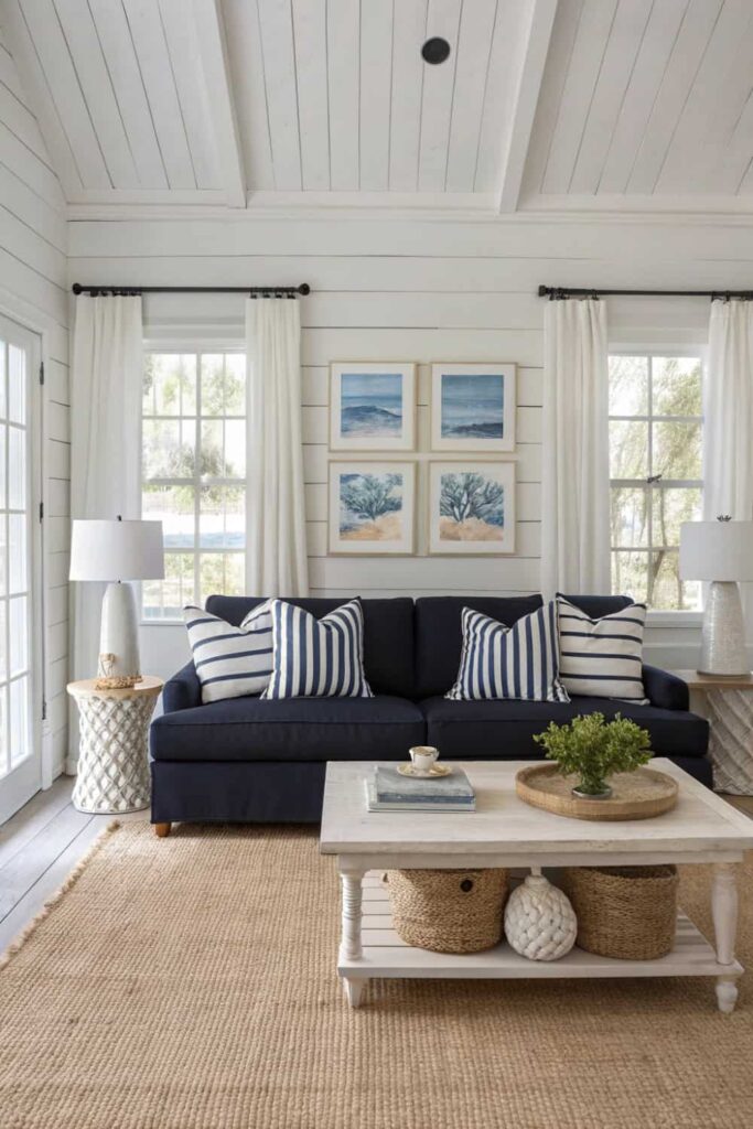 Sophisticated Coastal black sofa