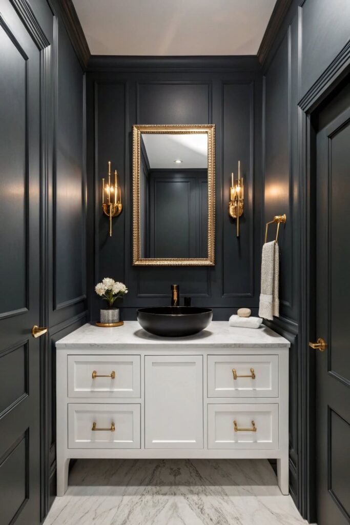 Sophisticated Dark Moody Powder Room