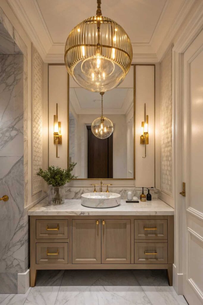 Ambient & Task Layered Powder Room Lighting