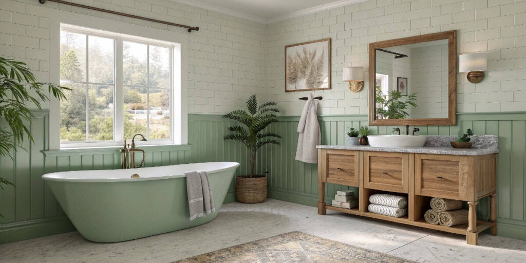 Green Serenity Spa Bathroom