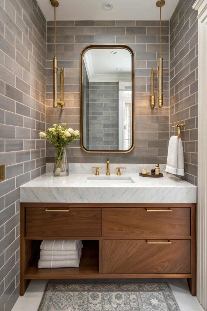 Layered, Sophisticated Mixed Material Bath