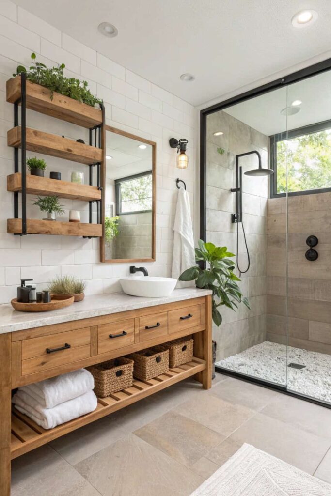 Warm Wood Bathroom