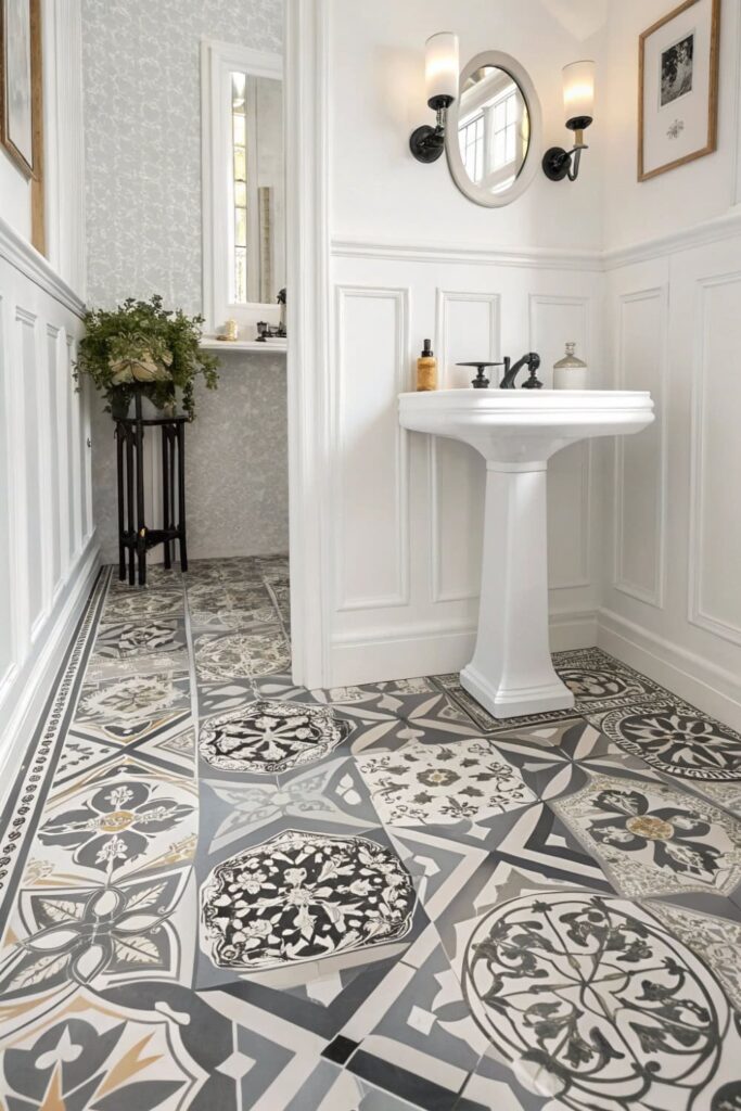 Encaustic Tile Artwork for Small Baths