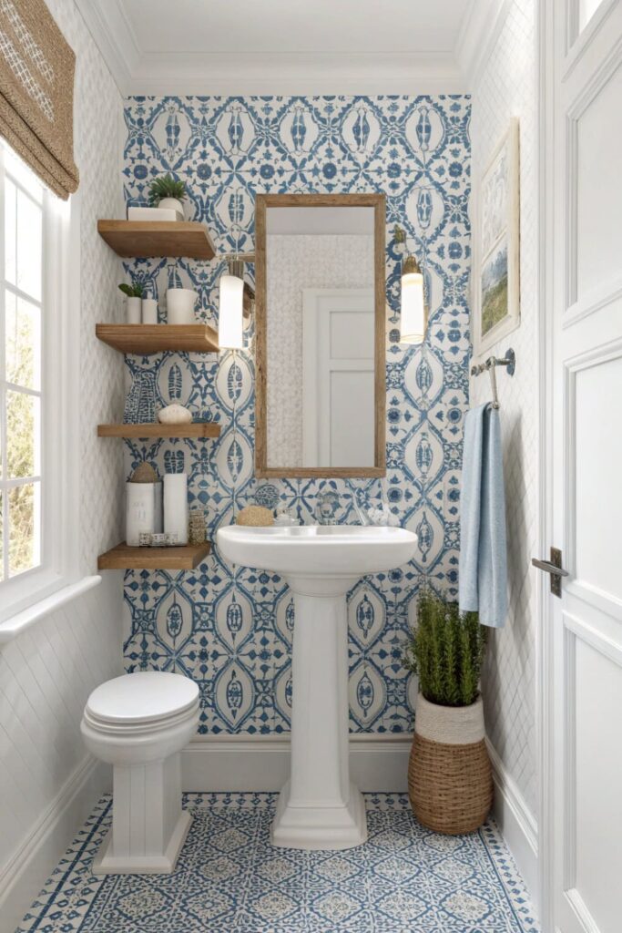 High-Impact Tile Accent Wall Behind Sink